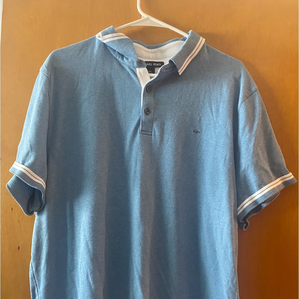 Men’s Michael Kors Greenwich Cotton Polo Shirt Light Blue XXL